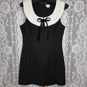 NWT Le Lis Peter Pan Collar Sleeveless Mini Dress in Black M